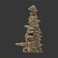 Natural Stone and Wood Stacked Tower Decorative Structure for Home Design