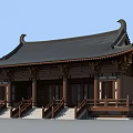 Ancient Chinese Architecture With Curved Eaves Black Tiles Wooden Columns And Stone Steps