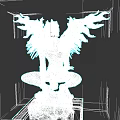 Winged Crouching Game Movie Character Statue With Menacing Fangs And Rock Base