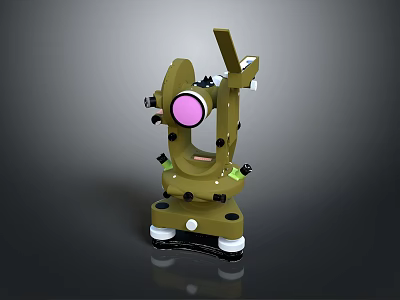 Olive Green Medical Device With Pink Circular Component Knobs And White Support Feet Structure 3d model