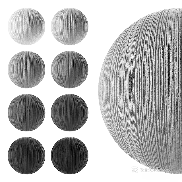Textured Spherical Components With Various Shades Striped Surface And Decorative Patterns 3d model 