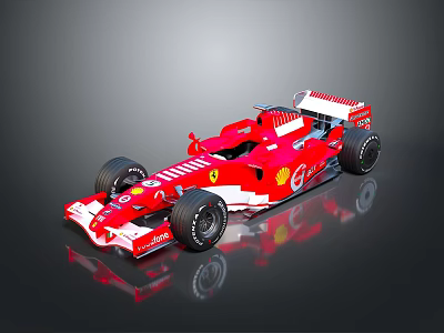 Red Ferrari F1 Race Car With Shell Logo And Sleek Aerodynamic Design 3d model