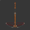Modern Compact Crossbow With Metal Frame Wooden Grip And Red Strings