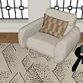 Casual Sofa Single Sofa Casual Chair Side Stool 3d model