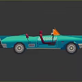 Vintage Turquoise Blue Convertible Car With Open Top And Red Seats Retro Design