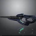 Futuristic Sci Fi Weapon With Blue Silver Finish And Glowing Green Accents