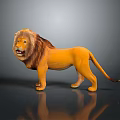 Detailed Yellow Lion Figurine With Mane In Standing Pose On Shiny Surface