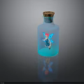 Blue Glass Bottle With Cork Stopper And Fairy Illustration Design