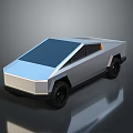 Futuristic Silver Pickup Truck with Angular Design and Black Wheels 3d model