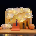 Check in Photo Spot With Cloud Decorations Orange Stairs And Welcome Sign