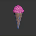 Creamy Pink Ice Cream Scoop in Waffle Cone on Dark Surface
