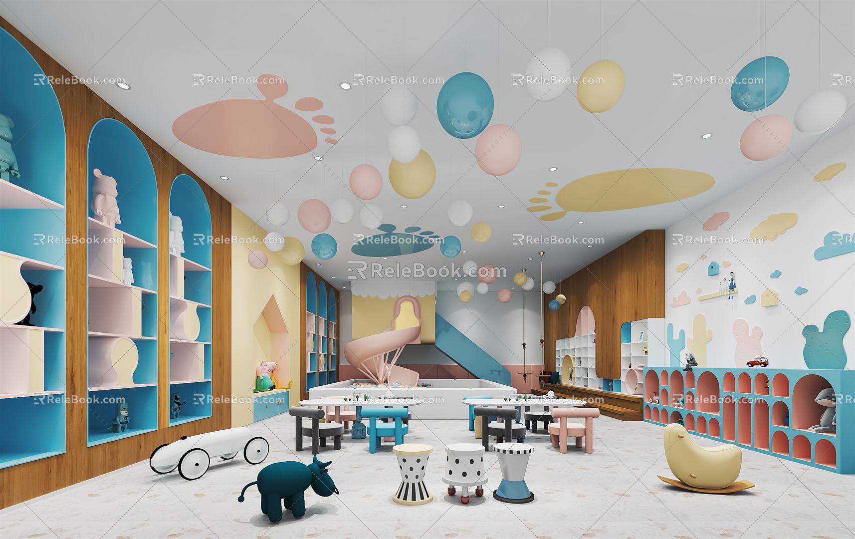 Modern Kindergarten Kindergarten Recreation Room Activity Room Entertainment Classroom Game Room Kindergarten Educational Area Early Education Area 3d model