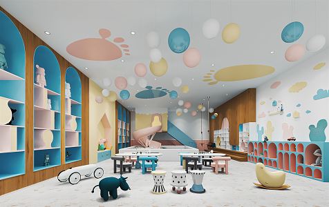 Modern Kindergarten Recreation Room Activity Room Entertainment Classroom Game Room Kindergarten Educational Area Early Education Area 3d model