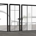 Modern Interior Glass Doors With Black Frame And Different Glass Patterns 3d model