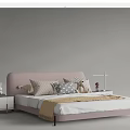 Children's Bed With Pink Headboard Soft Bedding Decorative Pillows Deer Plush And Nightstand