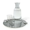 Elegant Ceramic Decanter And Cups On Silver Tray By Window With Greenery 3d model