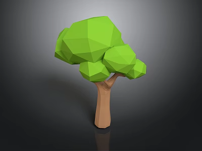 Low Poly Style Green Decorative Tree With Brown Wooden Trunk For Home Decor 3d model
