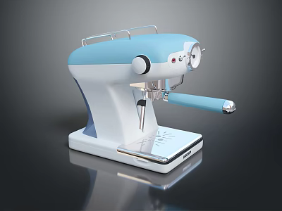 Sleek modern blue and white kitchen coffee machine with ergonomic handle and control panel 3d model