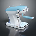 Sleek modern blue and white kitchen coffee machine with ergonomic handle and control panel 3d model