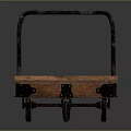 Vintage Wooden Carts With Metal Frames And Wheels Arranged In A Row