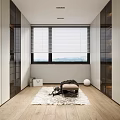 Modern Kitchen Interior With White And Gray Cabinets Large Window Blinds Mountain View Countertop Appliances