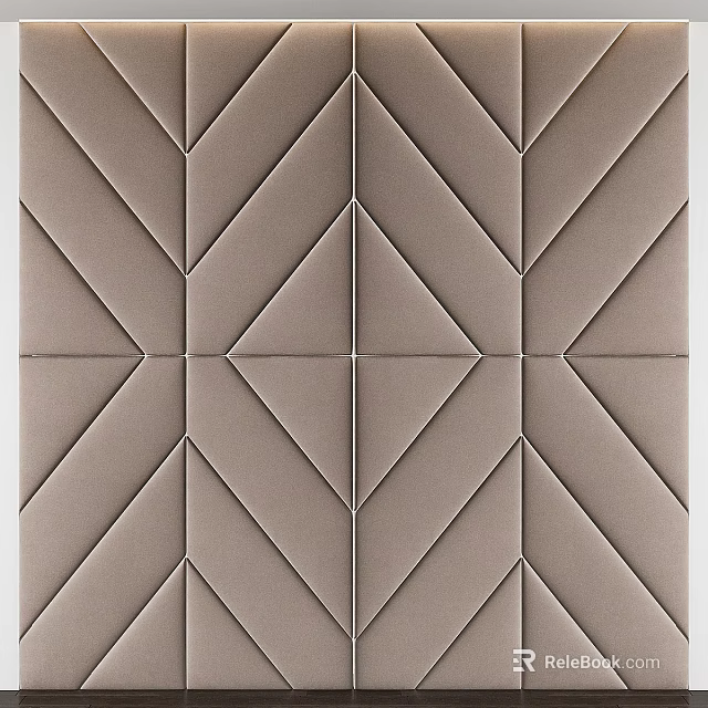 Modern Soft Padded Wall Panel with Geometric Beige Textured Design Surface 3d model 