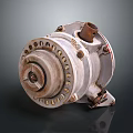 Old Rusty Circular Metal Mechanical Part With Surface Details Gear Like Structure Dark Background