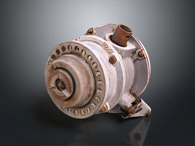 Old Rusty Circular Metal Mechanical Part With Surface Details Gear Like Structure Dark Background 3d model
