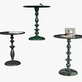 Elegant Decorative Side Tables With Round Tops And Ornate Green Black Marble Bases