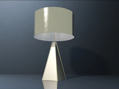 Modern Table Lamp With Conical Metallic Base And Light Beige Fabric Shade 3d model