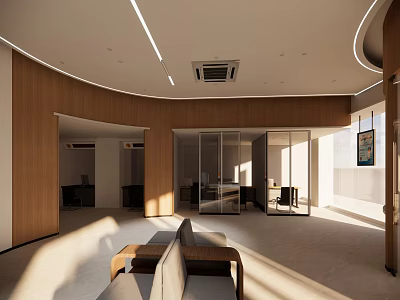 Modern Dining and Living Room Interior With Wooden Walls Sofa Dining Table And Natural Light 3d model