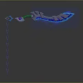 Sharp Sci Fi Weapon Design With Chain And Blue Green Glowing Blade