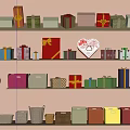 Colorful Gift And Storage Boxes Display With Balloons On Wall Shelves