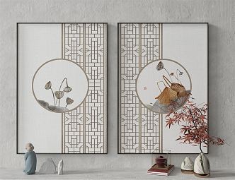 New Chinese Plant Painting Decorative Painting 3d model