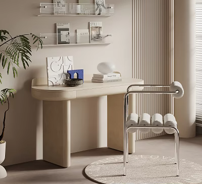 Modern Cream Style Desk and Chair Study Table and Chair
