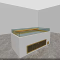 White Display Cabinet With Glass Top Grille Base And Marble Floor Setting