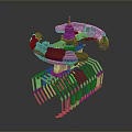 Detailed 3D Mechanical Model With Circular Design Blue Framework And Strip Components