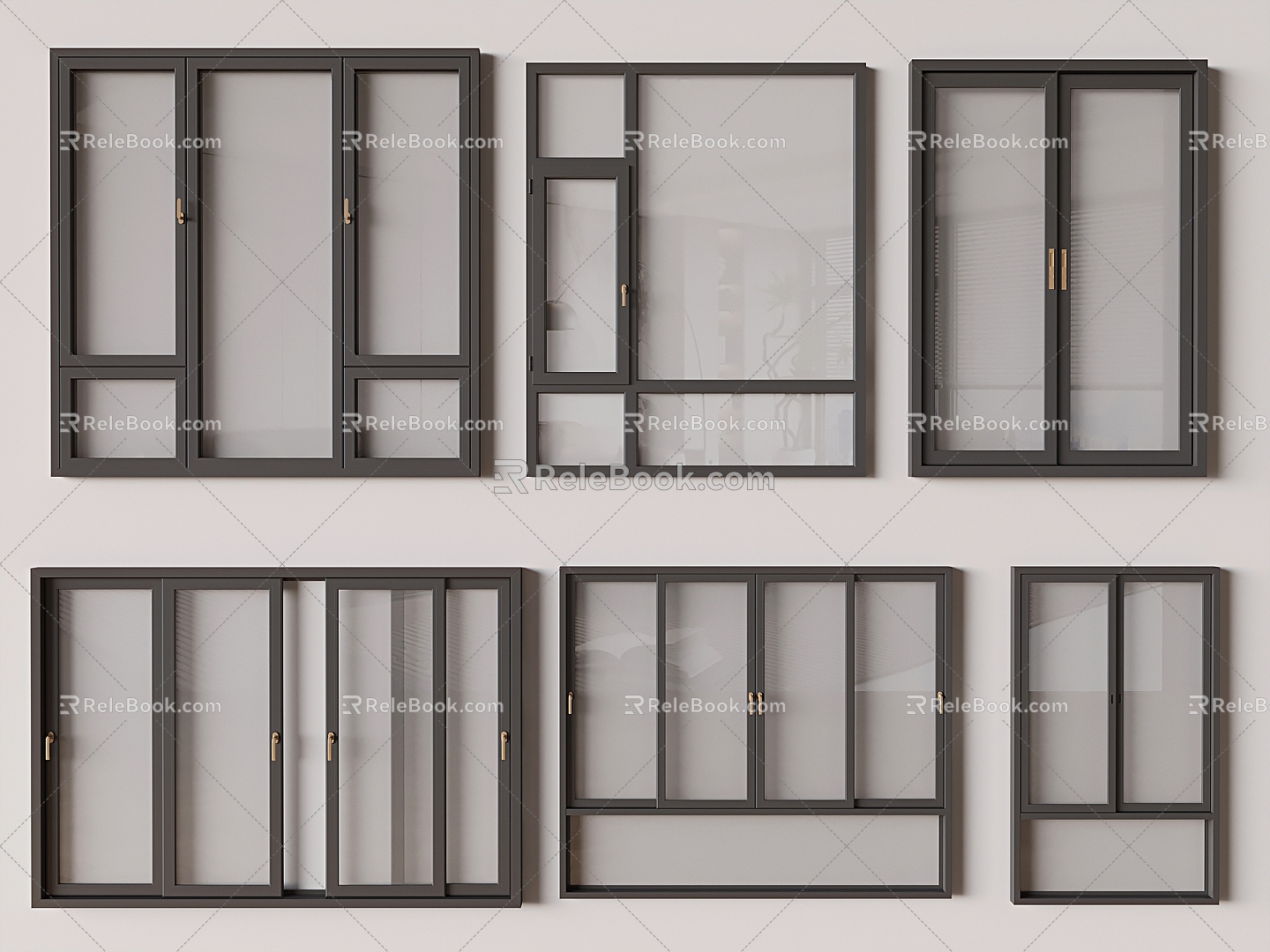 Window glass casement window broken bridge aluminum glass sliding window 3d model