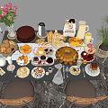 Modern Food Bread Cake Food 3d model