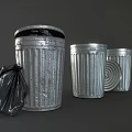 Household Essential Metal Trash Cans With Lids And Black Garbage Bags