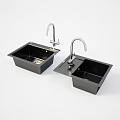 Modern Black Kitchen Sink with Stainless Steel Faucet Single and Double Bowl Design for Kitchen