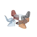 Modern Colorful Dining Table Set with Transparent Acrylic Chairs and Round Top