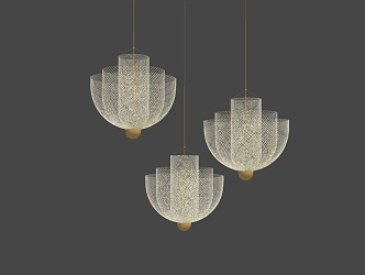 Grid chandelier special-shaped small chandelier combination 3d model