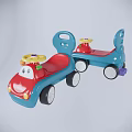 Red And Blue Children's Bicycles With Cartoon Design And Training Wheels