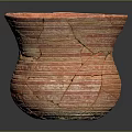 Red And Brown Striped Ceramic Bowl With Cracked Surface For Home Decor