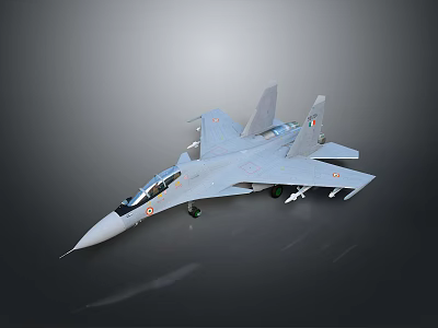 Detailed Gray Military Fighter Jet Model With Cockpit And Wings Design 3d model