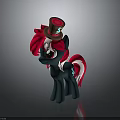Cartoon Pony Character With Dark Green Body Red White Mane Tail And Brown Top Hat
