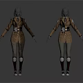 Two 3D Character Models Wearing Brown Military Style Uniforms With Belt And Boots