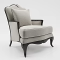 Light Gray Upholstered Accent Chair With Dark Frame And Curved Legs 3d model