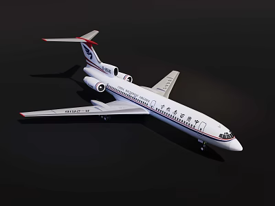 Alaska Passenger Plane With White Body And Red Tail On Black Background 3d model